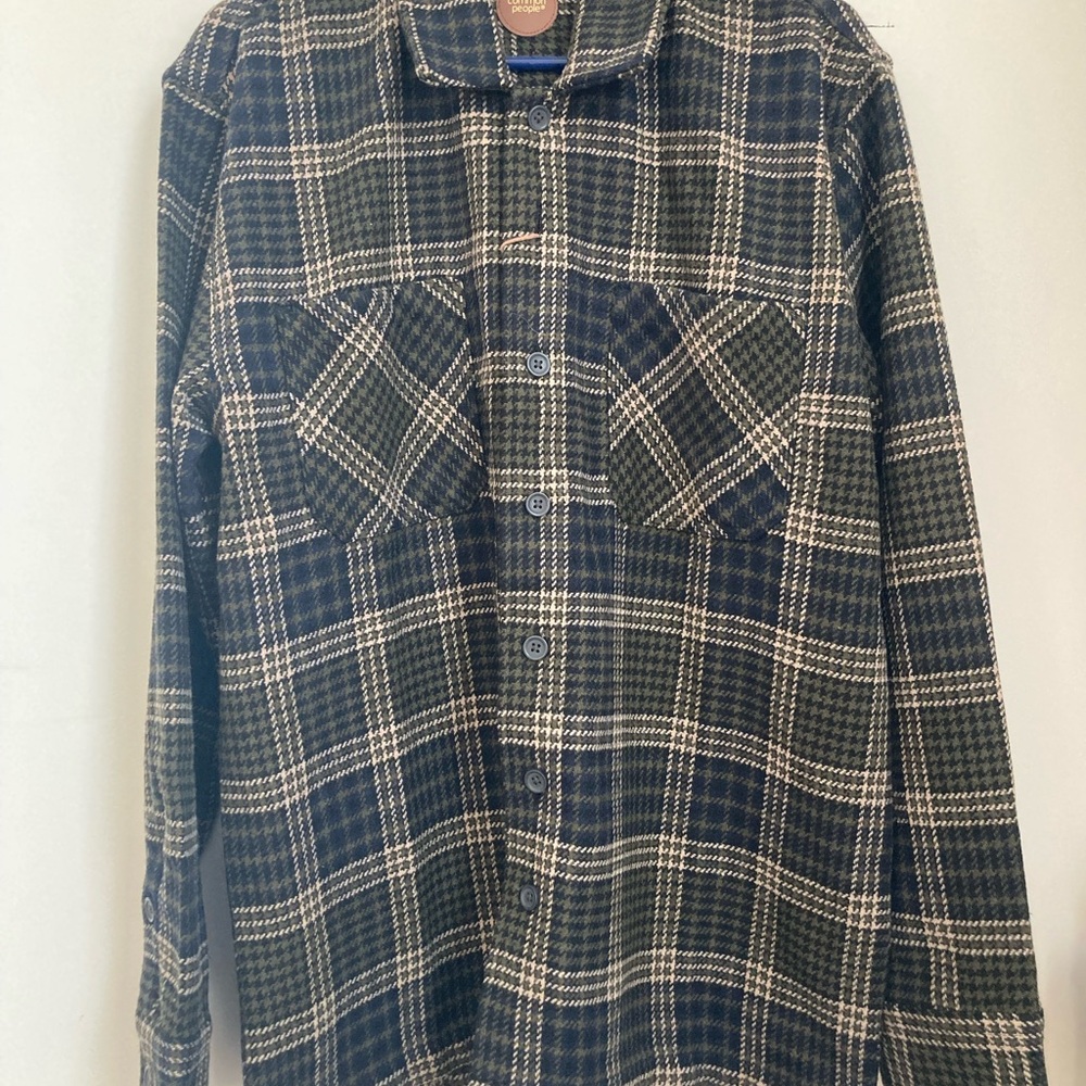 Wool Plaid Button-Up Shirt